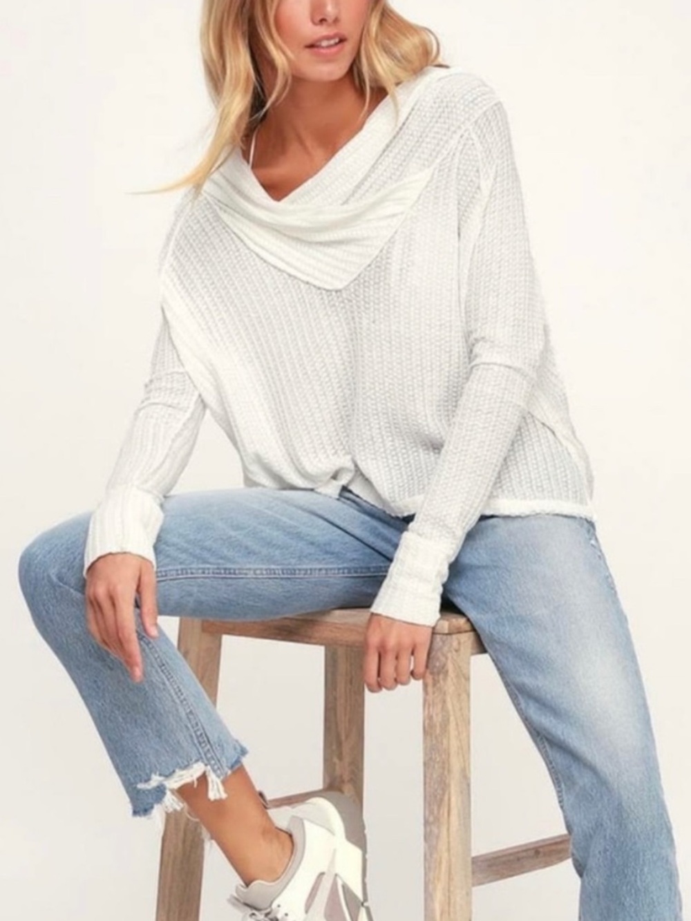 We the free waffle knit cowl neck crop - Picture 2 of 6